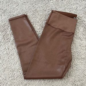Brown faux leather IVL collective leggings